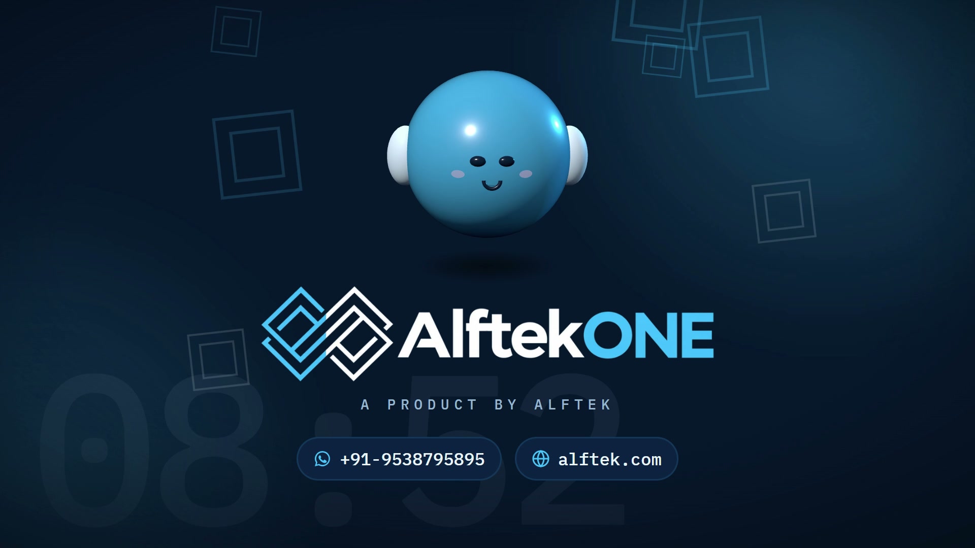 Alfie beside the AlftekOne logo, the last frame of the launch film